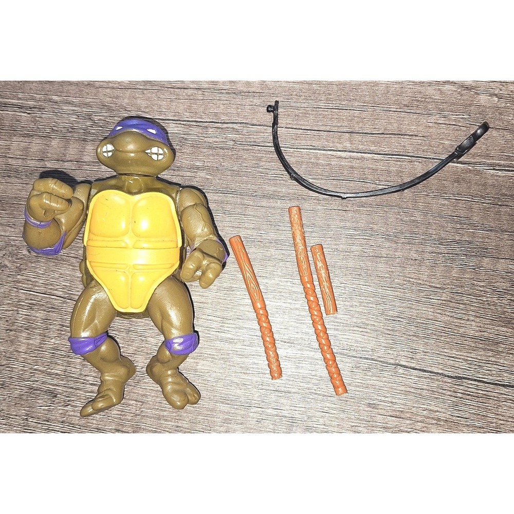 Vintage 1988 TMNT Donatello Action Figure Playmates Toys Purple Bandana Bo Staff